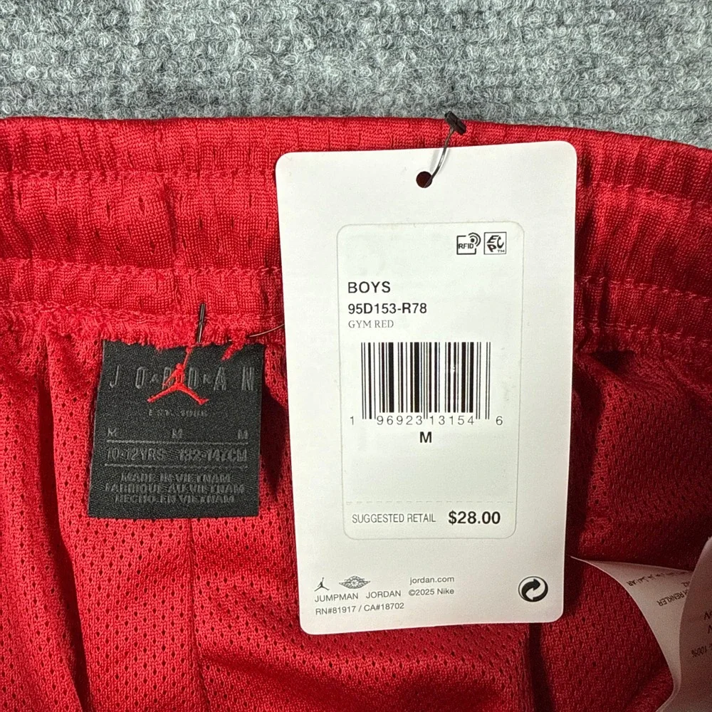 Jordan Boys Size Medium 10-12 Yrs Red Gym Mesh Basketball Shorts NWT